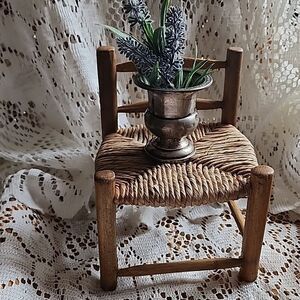 Vintage Rush & Wood Chair